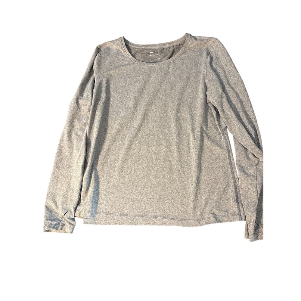 All In Motion Gray Long Sleeve Lightweight Activewear Shirt Thumb Holes Sz Large